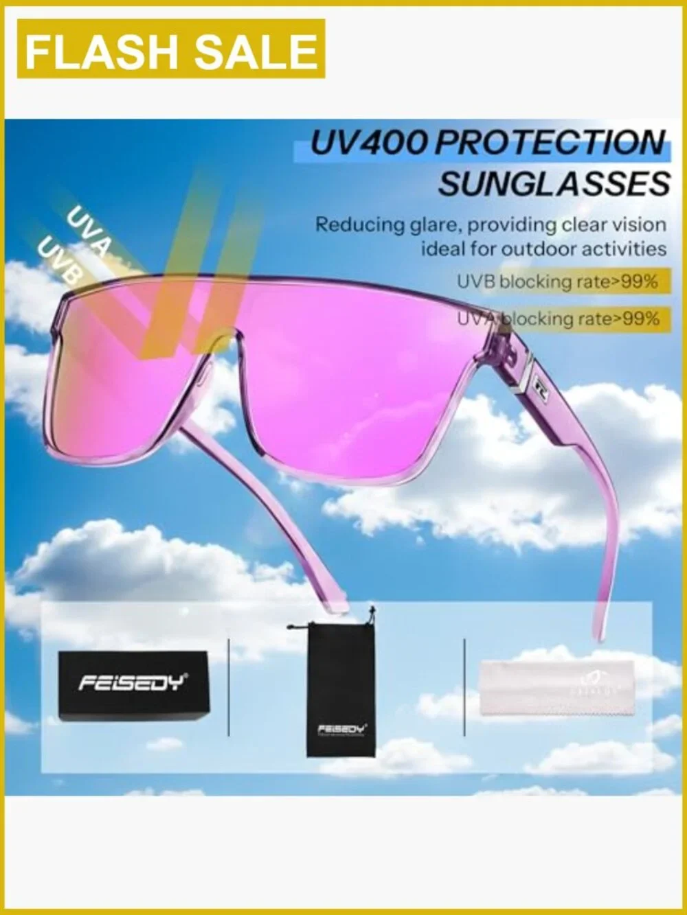 Oversized Mirrored Shield Sunglasses UV400 Square Frame Unisex